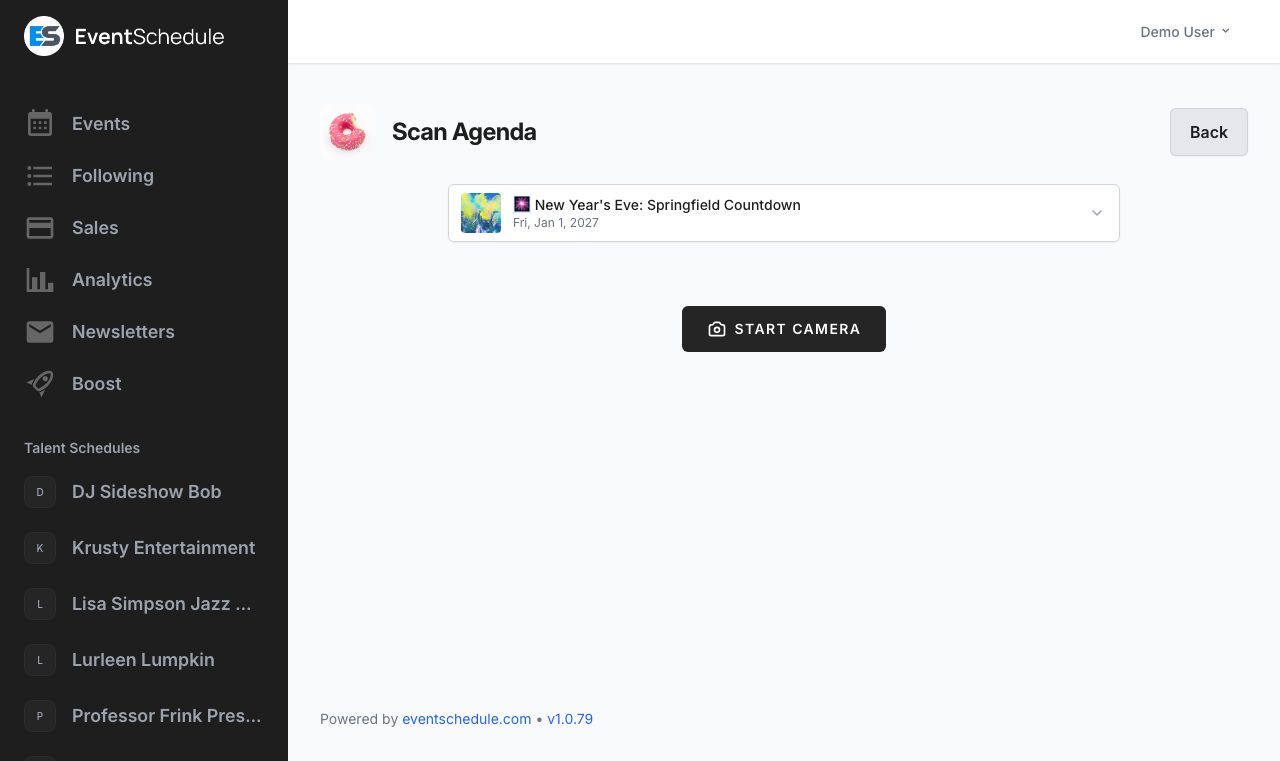 Scan agenda page