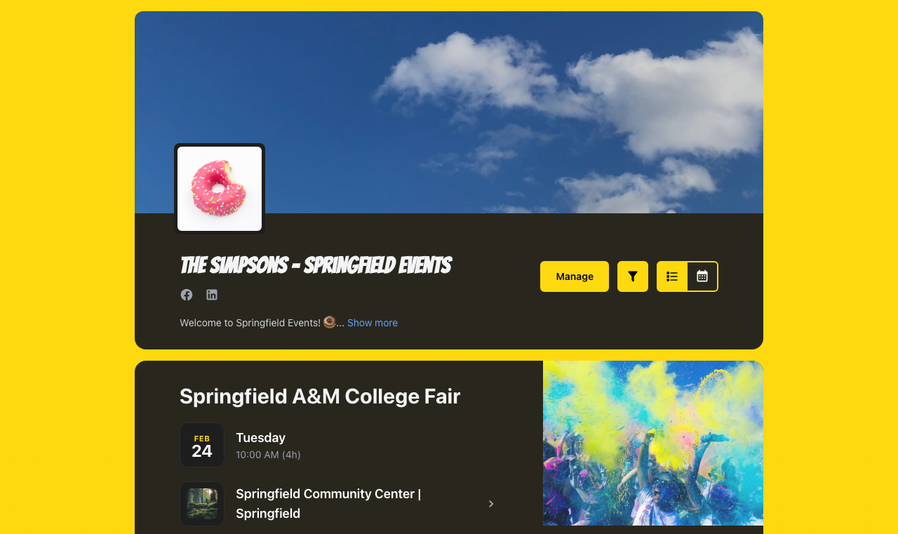 Public schedule page