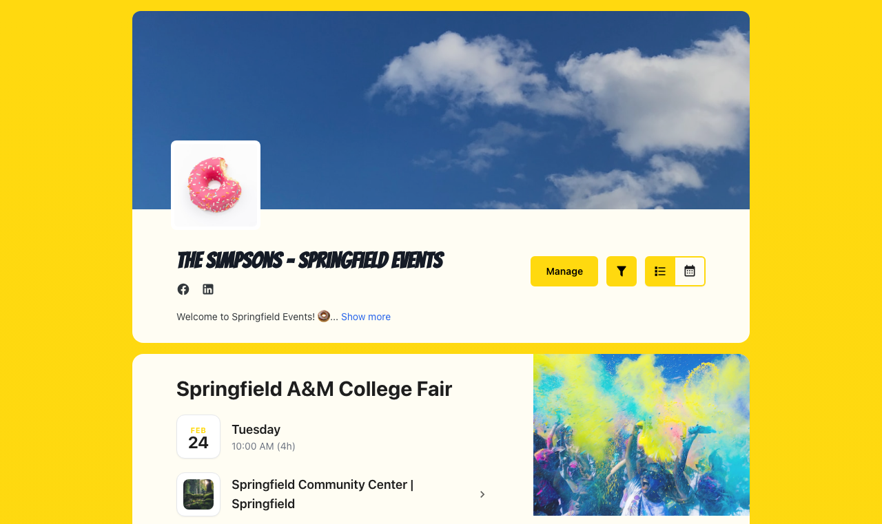 Public schedule page